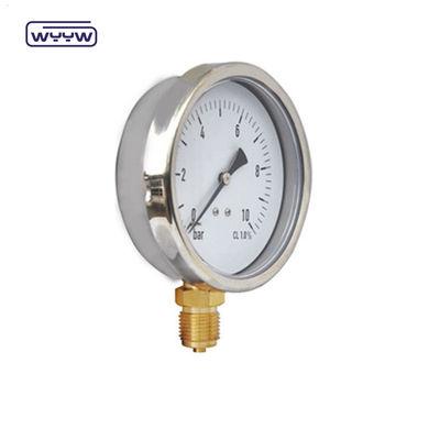 品質  Bottom Mount Liquid Filled Pressure Gauge Standard EN 837-1 YTN-100 工場