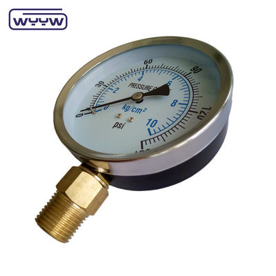 WYYW 100mm 鉄箱 MS 下部接続マノメーター 16bar
