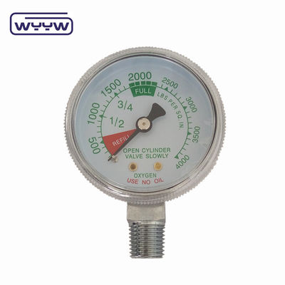 工場価格 0-4000psi クロム化医療用 油底入りなし 50mm クロム化酸素シリンダー圧力計