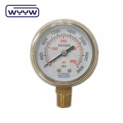 工場価格 0-4000psi クロム化医療用 油底入りなし 50mm クロム化酸素シリンダー圧力計