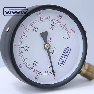 100mm 水 一般的な商業用圧力計 マノメーター 底部マウント