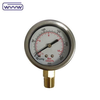 -30inHg真空複合計 油を埋める底部接続 1/4 &quot;Bsp 2&quot; 圧力計