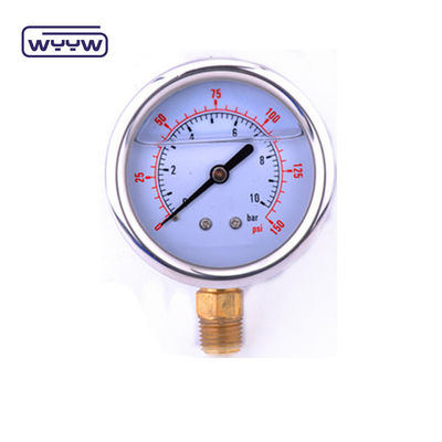 EN837-1 グリセリン 63mm 1psi 0- 600 Psi Npt 1/4 オイルで満たされた圧力計