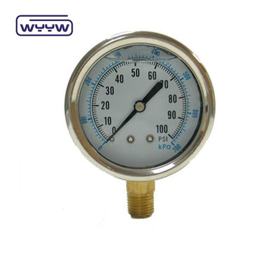 EN837-1 グリセリン 63mm 1psi 0- 600 Psi Npt 1/4 オイルで満たされた圧力計