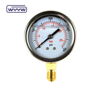 EN837-1 グリセリン 63mm 1psi 0- 600 Psi Npt 1/4 オイルで満たされた圧力計