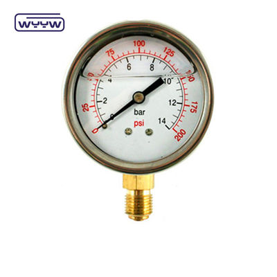 EN837-1 グリセリン 63mm 1psi 0- 600 Psi Npt 1/4 オイルで満たされた圧力計