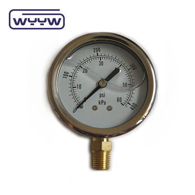 高品質のブラス接続 1/4 &quot;BSP ダブルスケールバー Psi EN837-1 精度 1.6 液体で満たされた圧力計