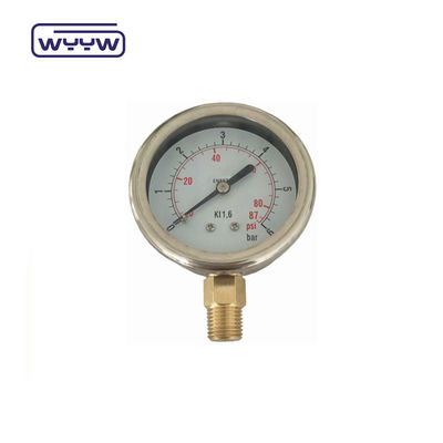 高品質のブラス接続 1/4 &quot;BSP ダブルスケールバー Psi EN837-1 精度 1.6 液体で満たされた圧力計