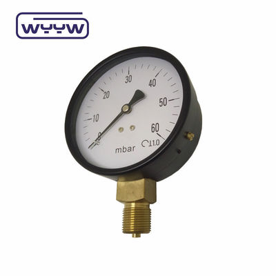 KPa低圧計 WYYW 4インチ 100mm 黒い鋼ケース 下の入り口バロー mbar cmh2oマノメーター