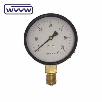 KPa低圧計 WYYW 4インチ 100mm 黒い鋼ケース 下の入り口バロー mbar cmh2oマノメーター