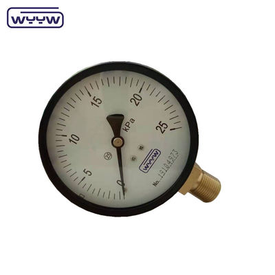 KPa低圧計 WYYW 4インチ 100mm 黒い鋼ケース 下の入り口バロー mbar cmh2oマノメーター