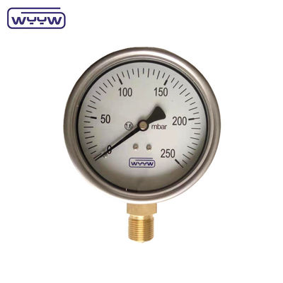 中国 工場 カプセル圧力計 100mm mbar ss ケース 青銅接続 1/2&quot;bsp Cmh2o低圧気圧計