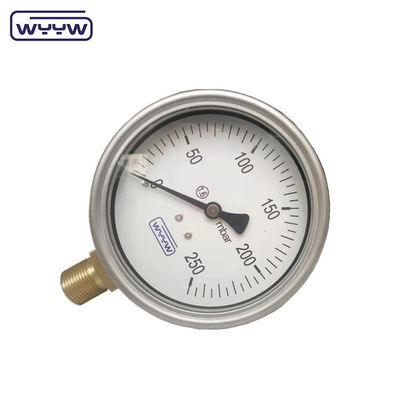 中国 工場 カプセル圧力計 100mm mbar ss ケース 青銅接続 1/2&quot;bsp Cmh2o低圧気圧計