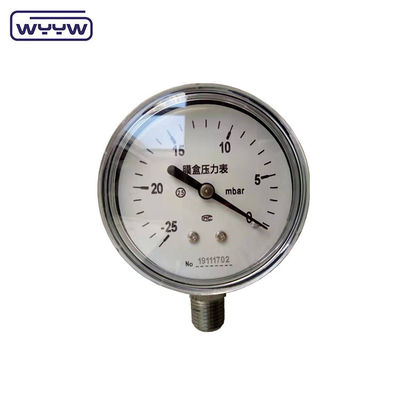 MMWC &amp; Mbar 63mm カプセル圧力計マノメーター ステンレス鋼材