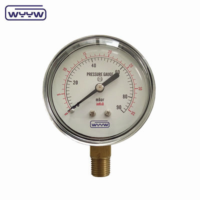 mbar inH2O 低圧バロー 圧力計 2.5&quot;