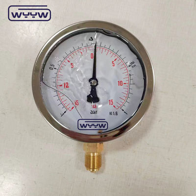 SS304 ケース 複合計 圧力計 ラジアル方向 -1-1bar -15-15psi 100mm オイル 充填