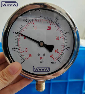 SS304 ケース 複合計 圧力計 ラジアル方向 -1-1bar -15-15psi 100mm オイル 充填