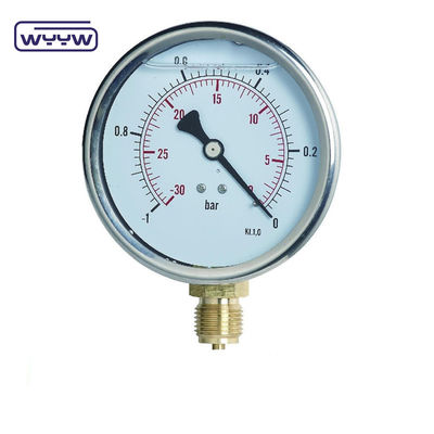 SS304 ケース 複合計 圧力計 ラジアル方向 -1-1bar -15-15psi 100mm オイル 充填