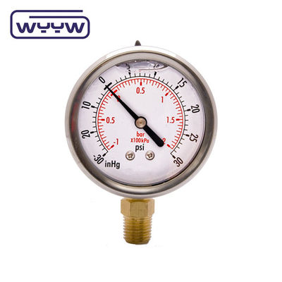 SS304 ケース 複合計 圧力計 ラジアル方向 -1-1bar -15-15psi 100mm オイル 充填