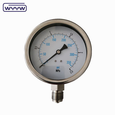 100mm 4&quot;液体油で満たされた圧力計マノメーター 1.6%精度