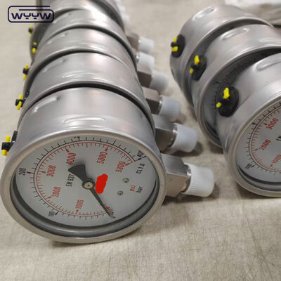 シリコングリセリンで満たされたベゼルリング圧力計 100mmダイヤルと産業用用途の底部マウント
