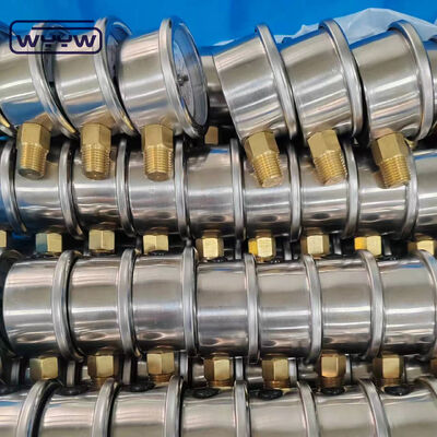 ステンレス鋼 50mm グリセリン入り 液体封入式圧力計、底部取り付け、14Bar/200Psi