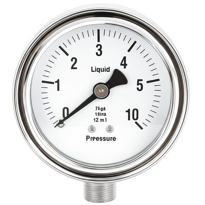 4インチ 100mm 液体充填油圧圧力計、0-2.5MPa/0-25kgf/cm² 範囲、耐衝撃設計