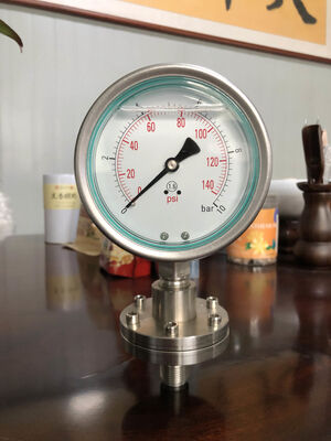 化学・サニタリー用途向け、ダイヤフラムシール保護付きステンレス鋼ダイヤフラム圧力計